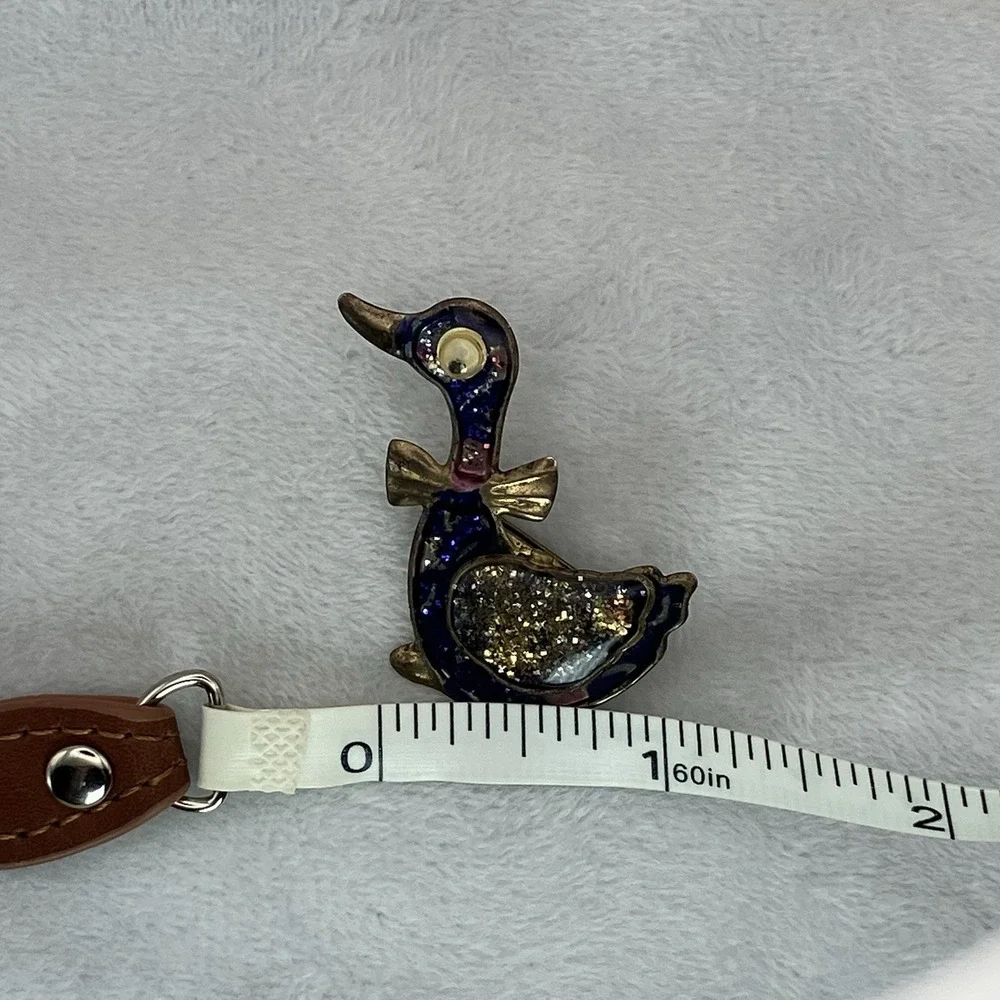 Vtg Silly Mother Goose Brooch Pin Gold Tone Multicolor Cottagecore Whimsy Kitsch